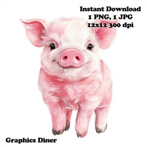 Pig PNG Pig Watercolor Cute Pig Adorable Baby Pig PNG Commercial Use Pig Sublimation Pig PNG Illustration Print Funny Pig 12x12 300DPI png