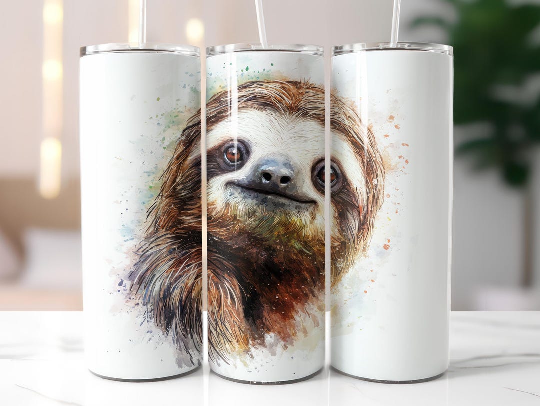 Sloth Watercolor 20 Oz Tumbler Wrap Sublimation Design Commercial Use 9 ...