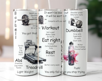 Envoltura para vaso con motivación para entrenar, diseño de sublimación (23,5 x 21,8 cm)