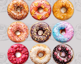 Donut Car Coaster Designs PNG Transparent Background 3.5 Inch 300 DPI Sublimation Coasters Commercial Use Set Of 9