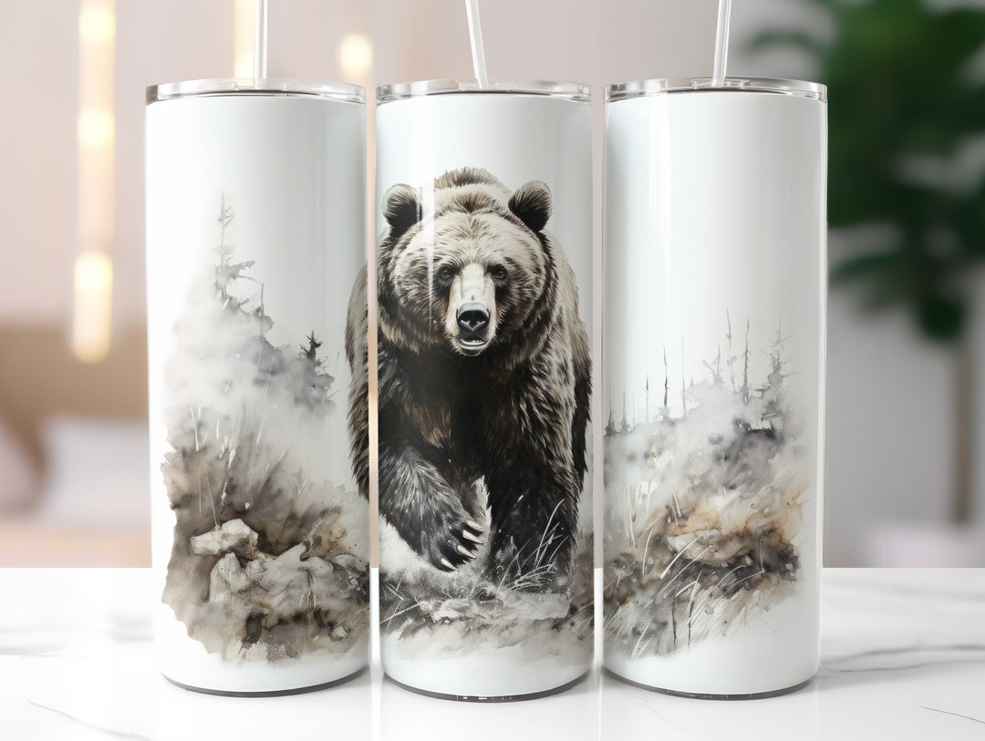 Grizzly Bear 20 Oz Tumbler Wrap Sublimation Design Commercial Use 9.3x8 ...