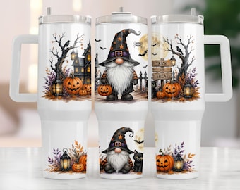 Halloween Gnome 40oz Tumbler Wrap PNG Spooky Gnome Sublimation Design for 40oz Tumblers Digital Download