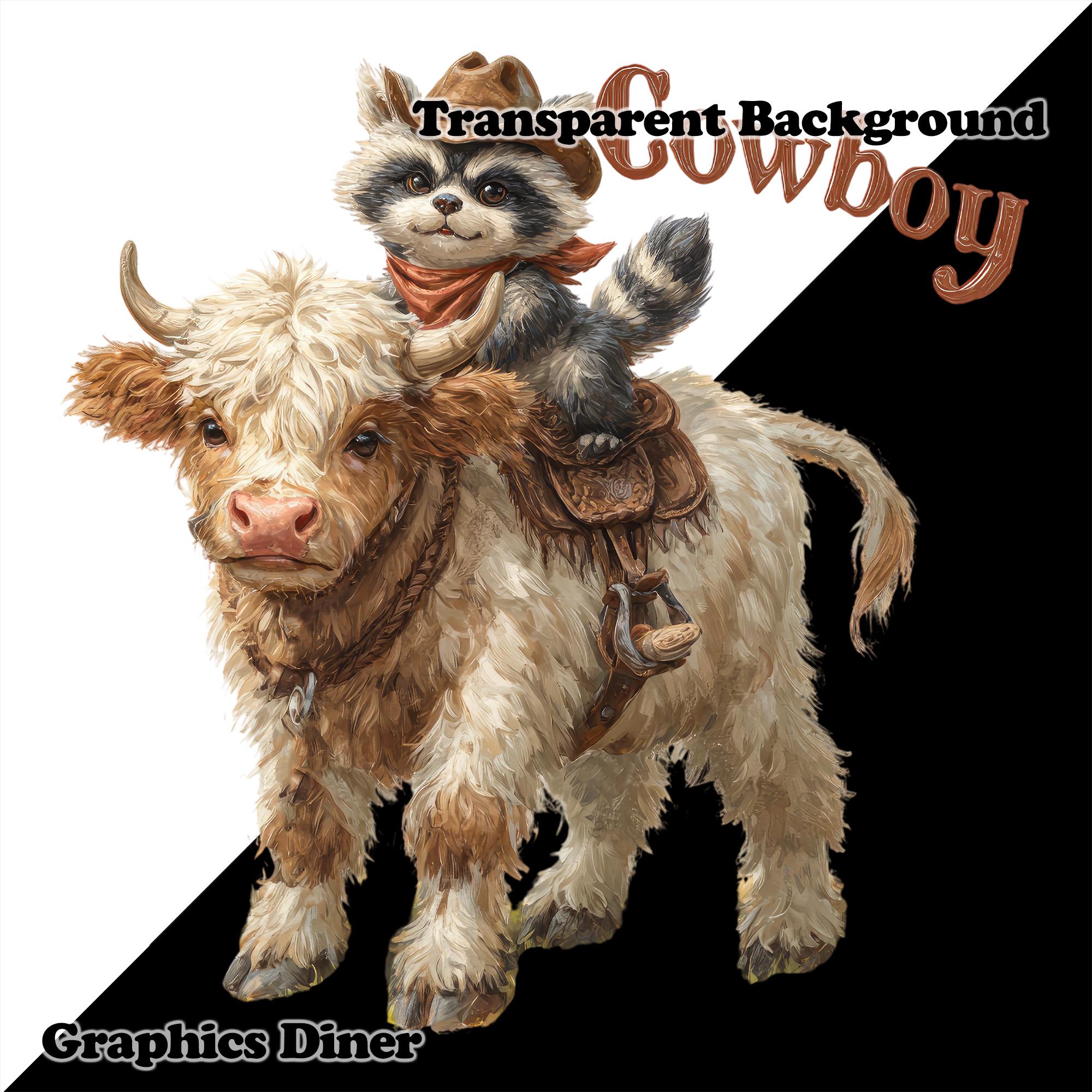 Raccoon Riding Highland Cow PNG Commercial Use Sublimation Design ...