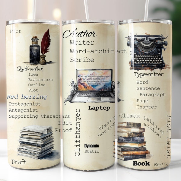 Author 20 Oz Tumbler Wrap Seamless Sublimation Designs Commercial Use 9.3x8.2 Inches 300 Dpi Writers Tumbler Author Gift