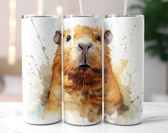 Capybara Watercolor 20oz Tumbler Wrap: Seamless Sublimation Design (PNG Digital Download)