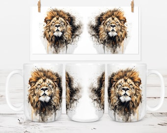 Brave Lion Mug Wrap Sublimation Design (Digital Download)