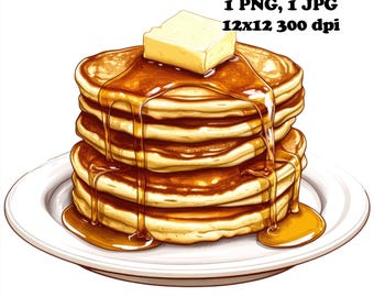Pancake Stack Graphic: Foodie Sublimation Design (PNG, JPG)