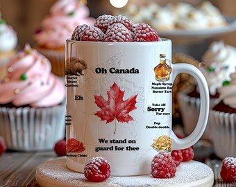 Taza con collage patriótico canadiense de 11 oz y 15 oz, fondo blanco, diseño de sublimación, PNG, descarga digital instantánea.