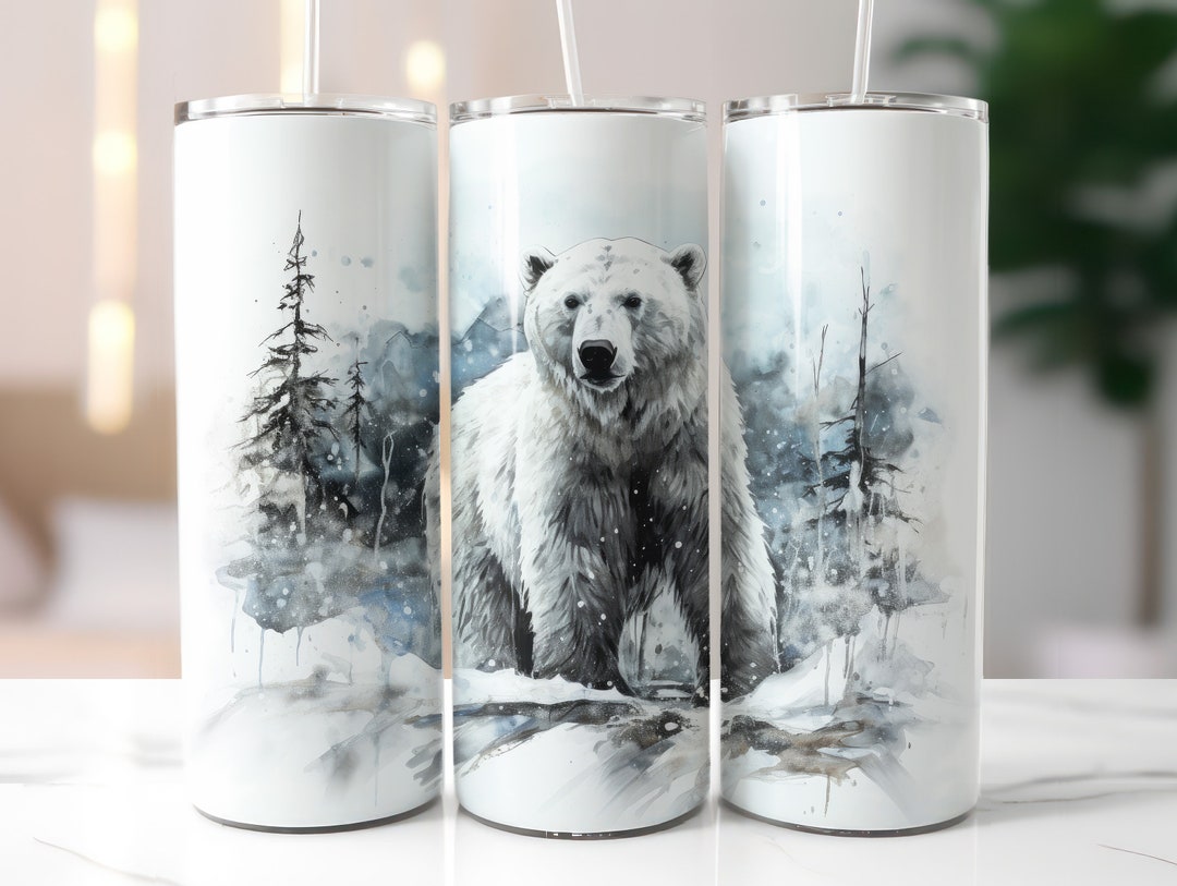 Polar Bear Tumbler Wrap Sublimation Design (9.3x8.2 Inches) (digital ...