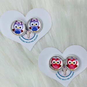 12mm Owl Earrings/ Cabochon Earrings/