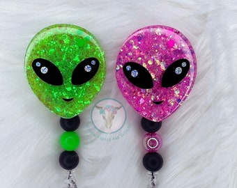 Glow In The Dark Alien Badge Reel/ Alien Badge Reel/Alien Badge Holder/ Glow In The Dark Badge Reel