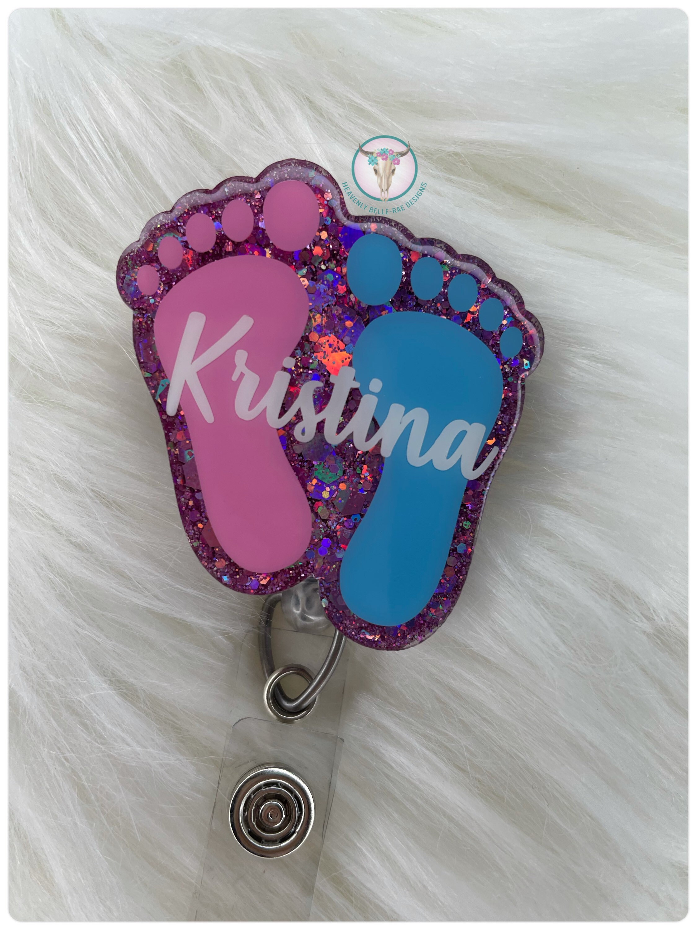 Baby Feet Badge Reel/ Nicu Nurse Badge Reel/ Baby Badge Reel/ Badge Reel/ Customized/ Personalized Badge Reel