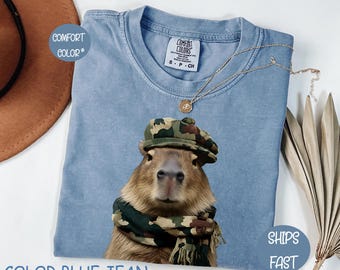 Camouflage Capybara Camo Animal Hunter Wildlife Hunting T-Shirt, Wildlife Hunting Sweatshirt, Funny Animal Hunter Gift, Comfort Color Tee