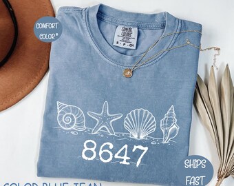 Comfort Colors Funny 86 47 Seashells T-Shirt, Beach Humor 8647 Shirt, Retro Coastal Graphic Tee, Summer Vacation Top
