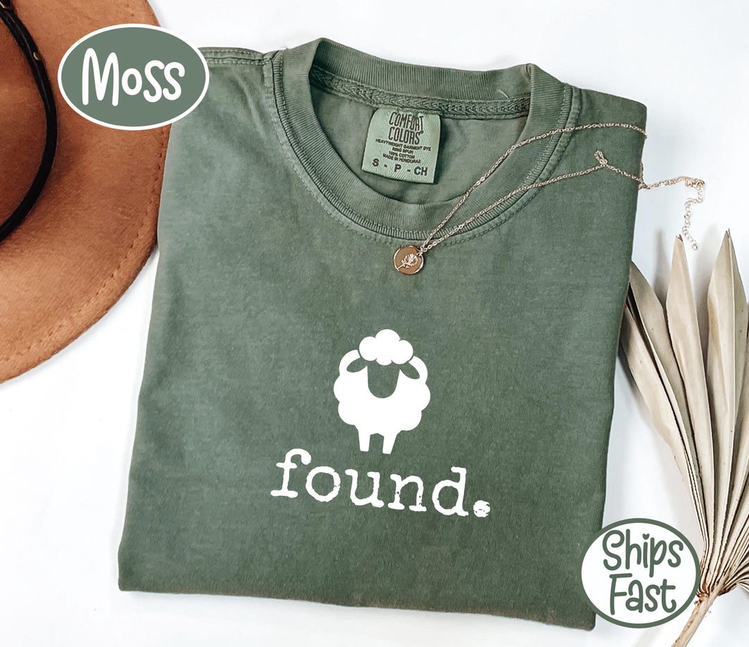 Comfort Colors Found Psalm 23 Sheep T-Shirt, Minimalist Christian Lamb Gift, Faith Based S