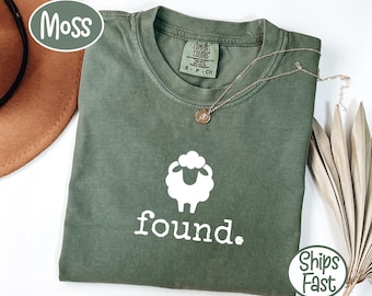 Comfort Colors Found Psalm 23 Sheep T-Shirt, Minimalist Christian Lamb Gift, Faith Based Scripture Graphic Tee