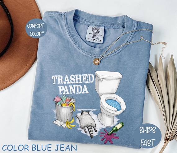 Comfort Colors® Trashed Panda Funny Drunk Raccoon T-Shirt, Trash Panda Humor Gift, Party Animal Joke Graphic Tee, Cute Raccoon Joke Gift