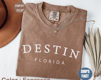 Comfort Colors® Destin Florida T-Shirt, Minimalist Beach Lover Gift, Coastal Vibes Vacation Souvenir, Beach Group Shirts, Travel Gift Tee,