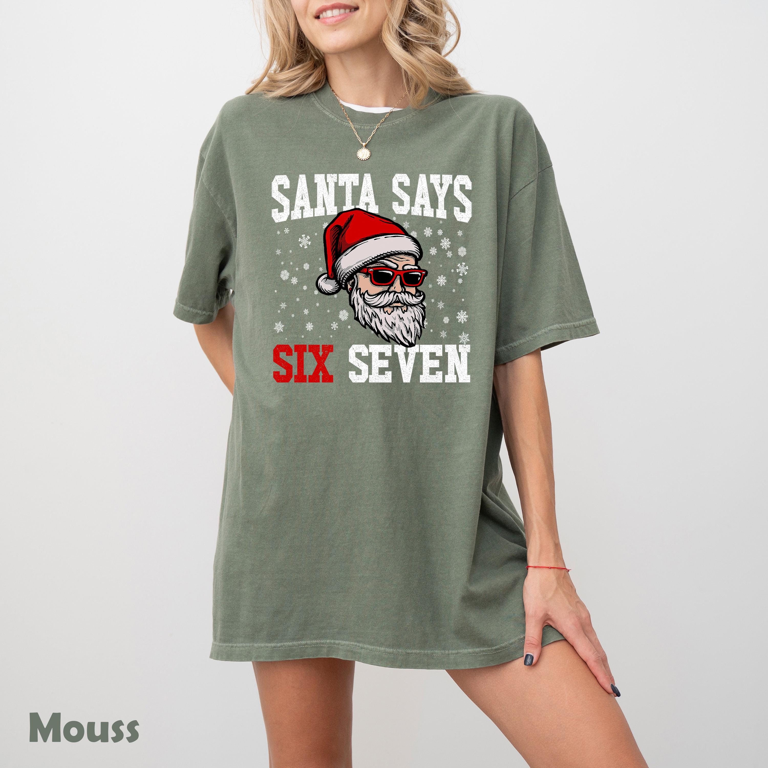 サンタさんが67と言うシャツ、面白い67ミームのクリスマスシャツ、67