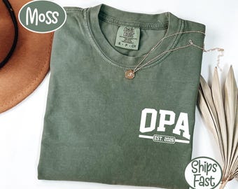 Comfort Colors® Opa Est 2026 Grandpa Custom T-Shirt, Personalized New Grandfather Gift, Baby Announcement Family Tee, Pregnancy Reveal Gift,