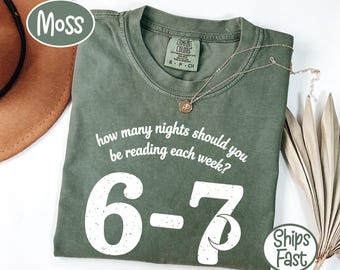 Leitura 6-7, Camiseta engraçada com cores confortáveis, Camiseta para professor, Camiseta para bibliotecário escolar, Camiseta para professor de inglês, Camiseta engraçada 67, seis sete na moda