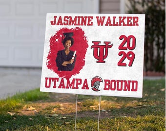 Custom College Bound Yard Sign, Graduation 2029, Personalized Name, School Colors