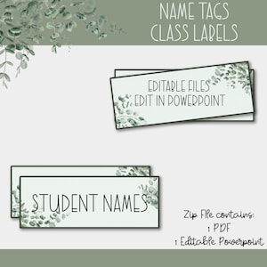 Printable Classroom Name Tags | Eucalyptus Desk Decor  | Classroom Decor Elementary | classroom decor bundle | classroom labels editable