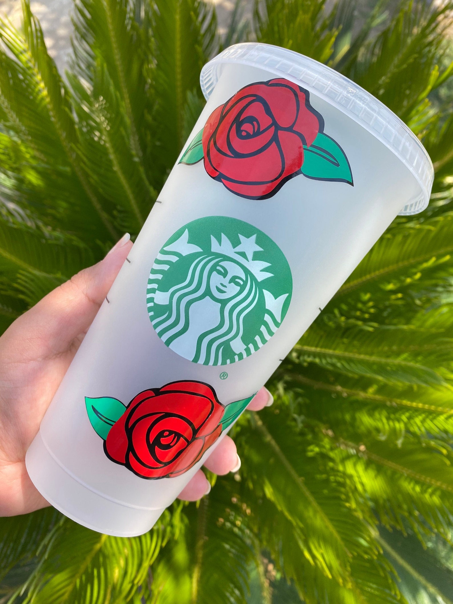 Rose Starbucks Cup Custom Roses Cup Ice Coffee Cup Gift Etsy