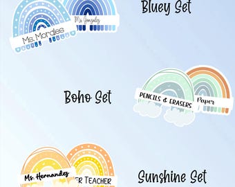 2 Boho Rainbow Teacher Name Sticker |  Personalized Teacher Sticker | Teacher appreciation Sticker | Boho classroom | Sticker set
