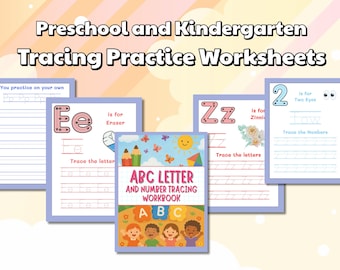 Printable Activity Worksheets | Printable Toddler Worksheets | Preschool Pre-K + Kindergarten Learning Bundle | Numbers | Tracing | Alphabet