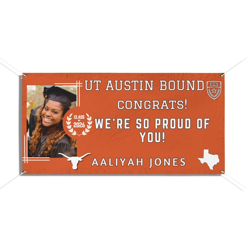 UT Austin Graduation Banner, 2026 Personalized Graduation Yard Sign ...