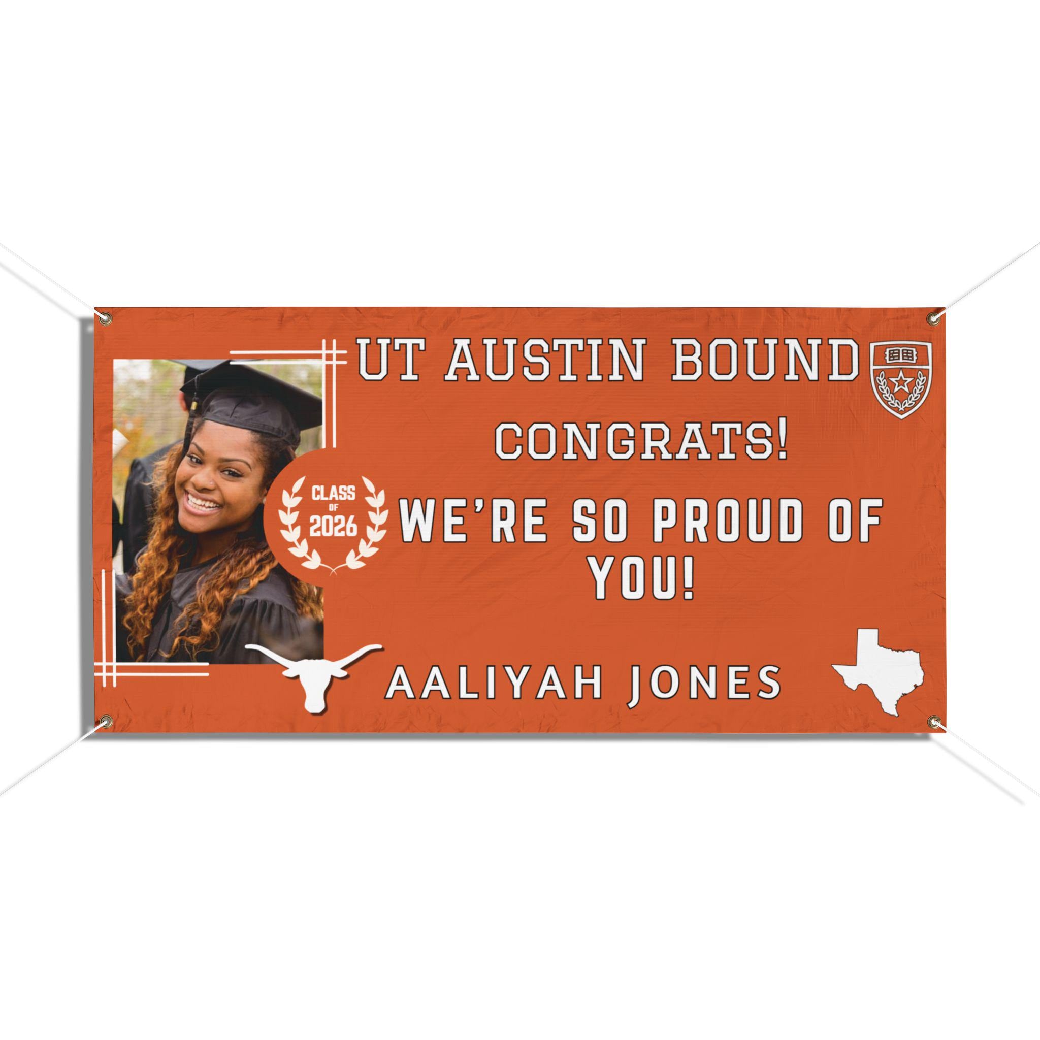 Ut Graduation Colors UT Austin Graduation Banner, 2026 Personalized Graduation Yard Sign ...