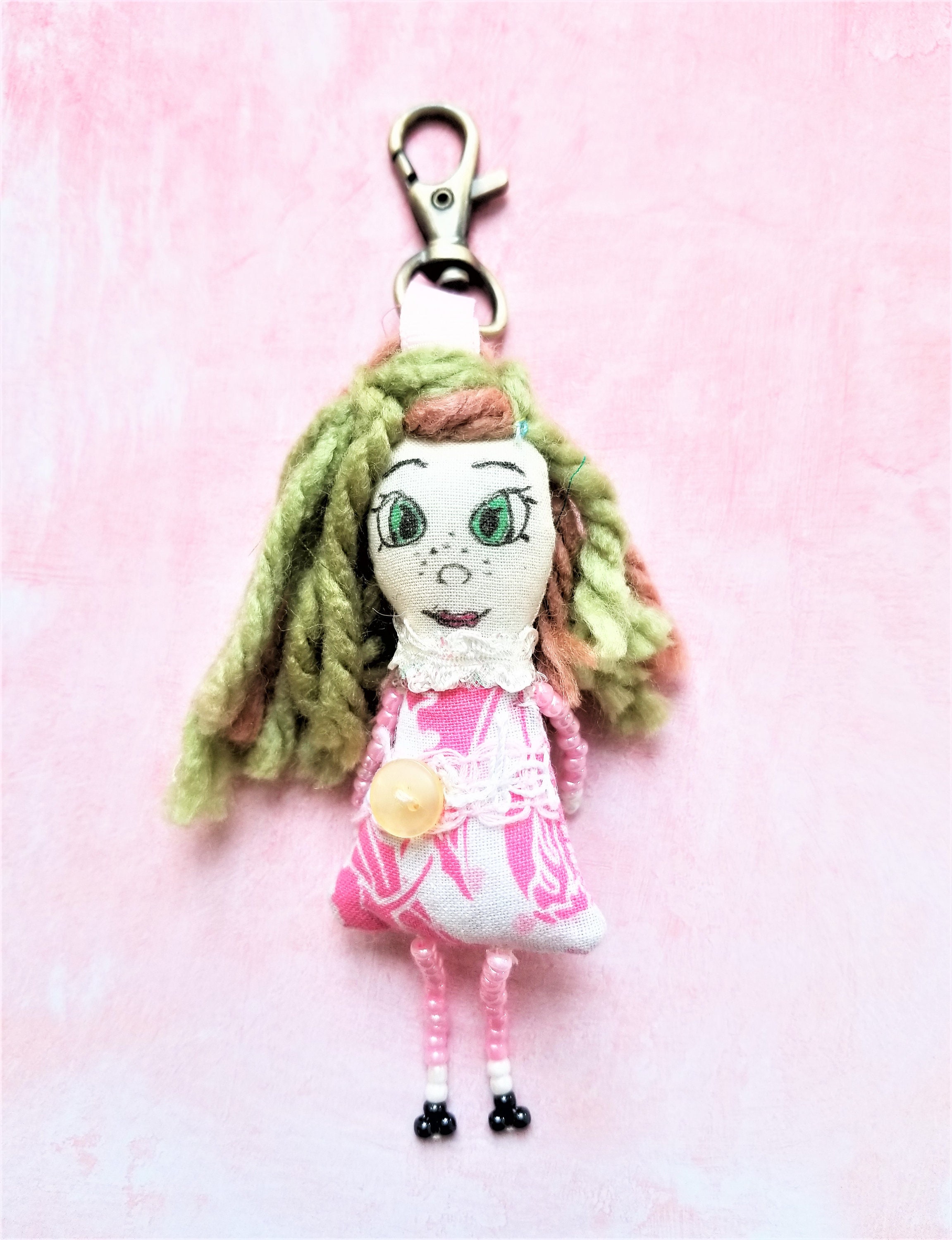 Doll Key Ring Charm Fabric Doll Key Chain Handbag Charm Backpack Charm