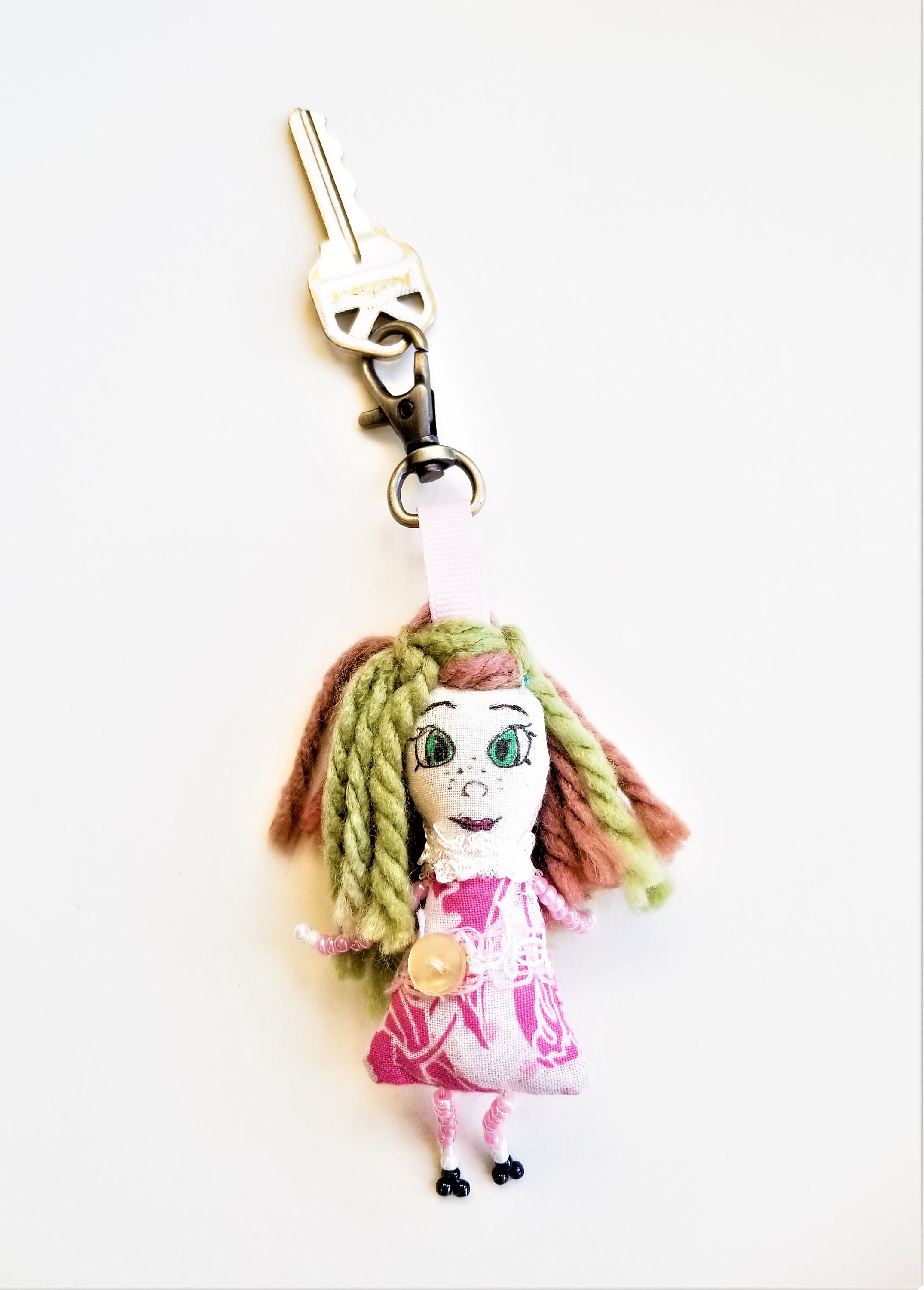 Doll Key Ring Charm Fabric Doll Key Chain Handbag Charm Backpack Charm Gift for Girls and Teens