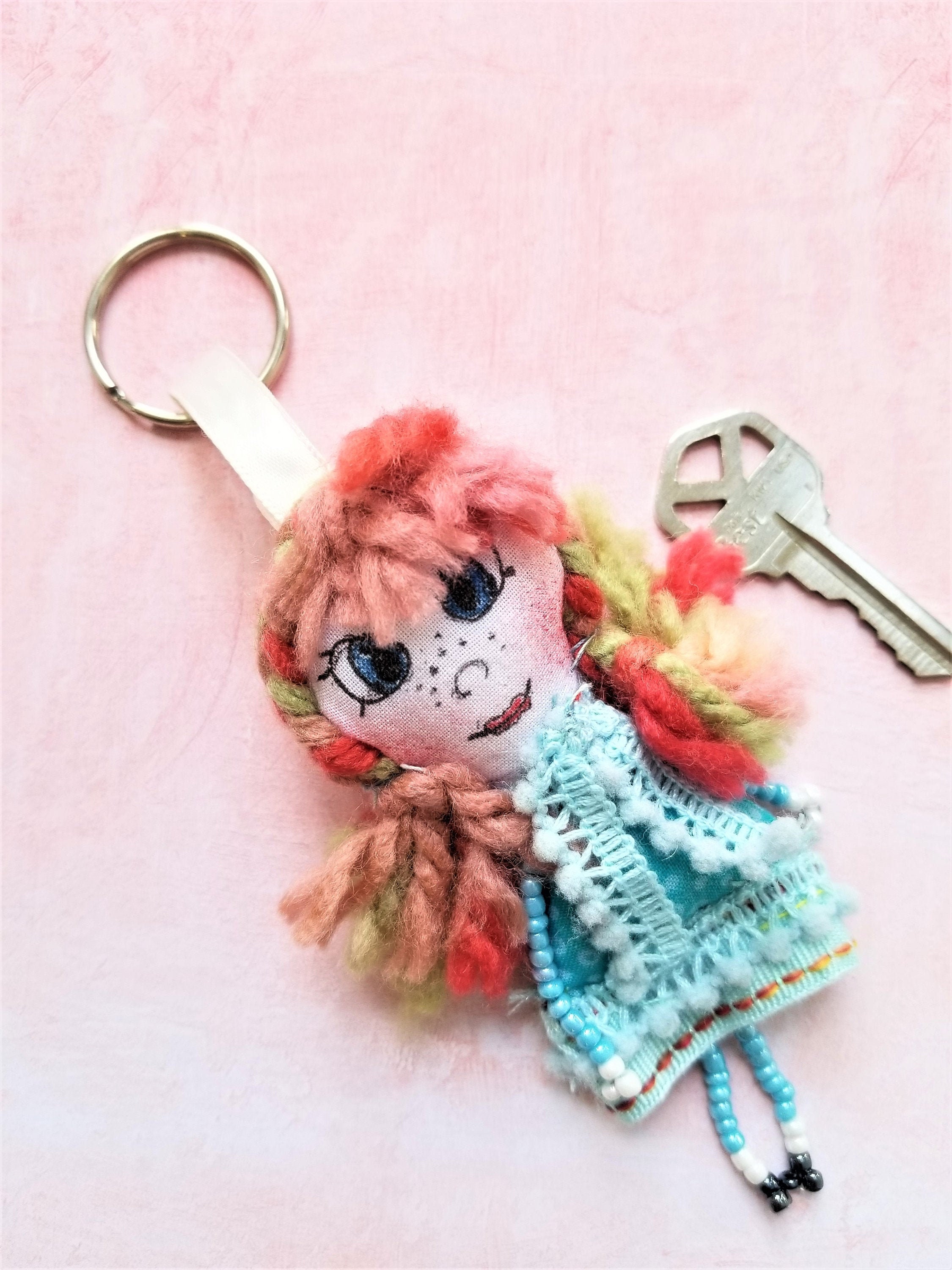Buy Fabric Doll Keyring - Braided Yarn Hair, Backpack Charm Online