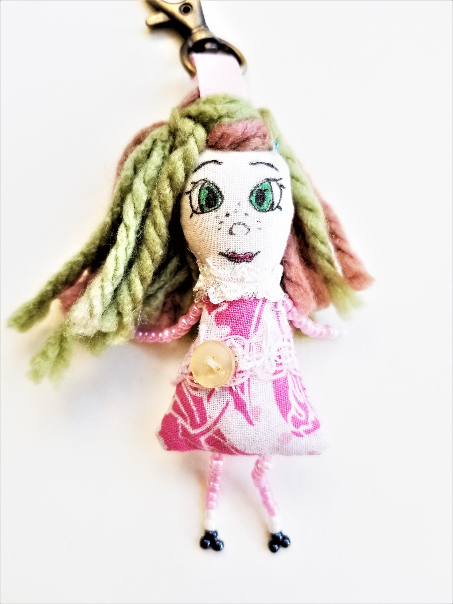 Doll Key Ring Charm Fabric Doll Key Chain Handbag Charm Backpack Charm Gift for Girls and Teens