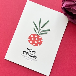 Carte de joyeux anniversaire brodée à la main
