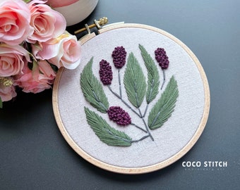 Hand Embroidery PDF Pattern-Purple berries (6247)