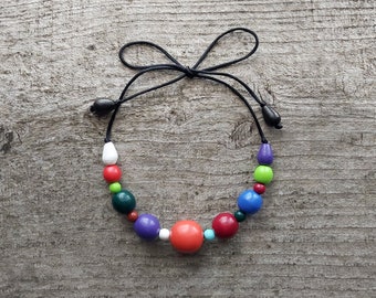 Women's Boho Multicolor Bead Necklace - Fun and Colorful