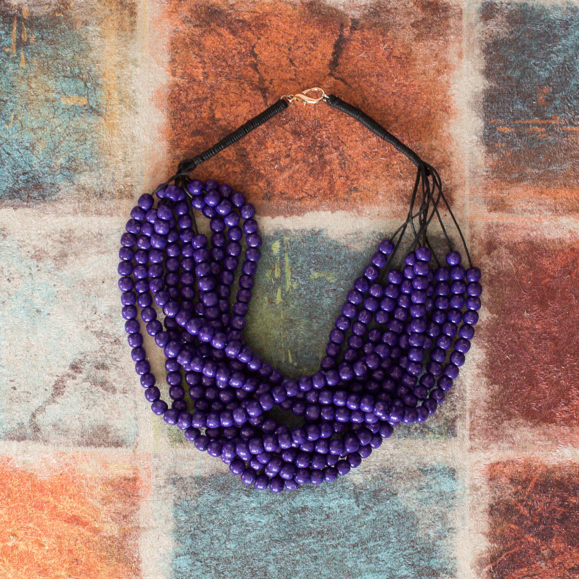 Purple wooden shop necklace paparazzi