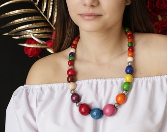 Massive rainbow multicolor colorful eco necklaces