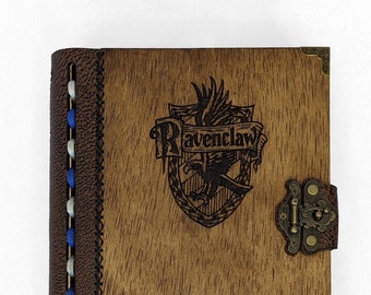 Liber Consocia, a tabletop companion book and handcrafted game box (stock - Ravenclaw themed with blue+grey binding/lining)