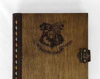 Magna Liber Consocia, a larger tabletop companion book and handcrafted game box (stock - Hogwarts themed with gold+grey binding/lining)