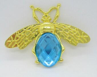 Gold Tone Queen Bee Black Crystal Bead Needle Minder