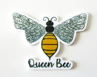Gold Tone Queen Bee Black Crystal Bead Needle Minder