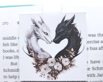 Black and White Dragon Magnet Bookmark, Booklovers