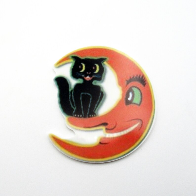 Large Halloween Moon and Cat Resin Needle Minder