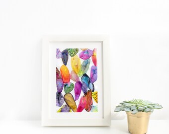 Watercolour Butterfly Wings Print, Colourful Wall Art, Butterfly Art, Modern Watercolour Art, Living Room, Bedroom, Kids Room, Wall Art Gift