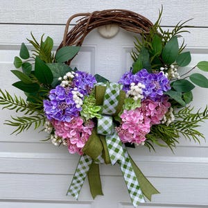 Hydrangea Wreath, Wreath for Front Door, Whimsical Wreath, Front Porch Decor, Spring Wreath, Summer Wreath, Farmhouse Decor, Wreaths
