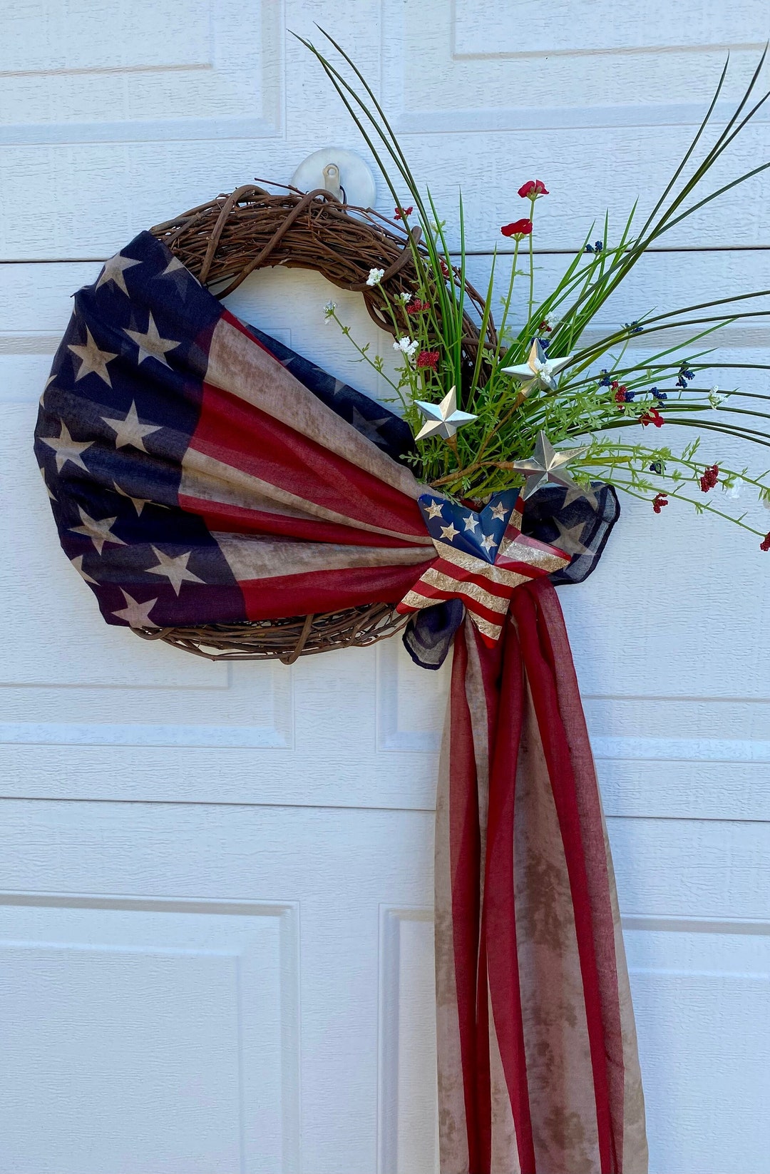 Patriotic Wreath for the Front Door, 4th of July Wreath, Patriotic ...